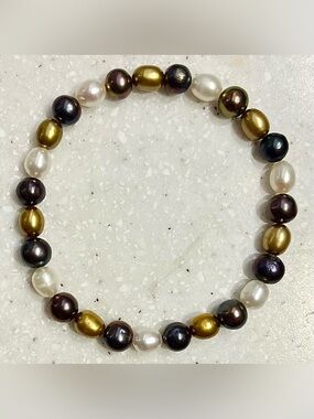 Vintage Multicolor Pearlescent Bead Stretch Bracelet